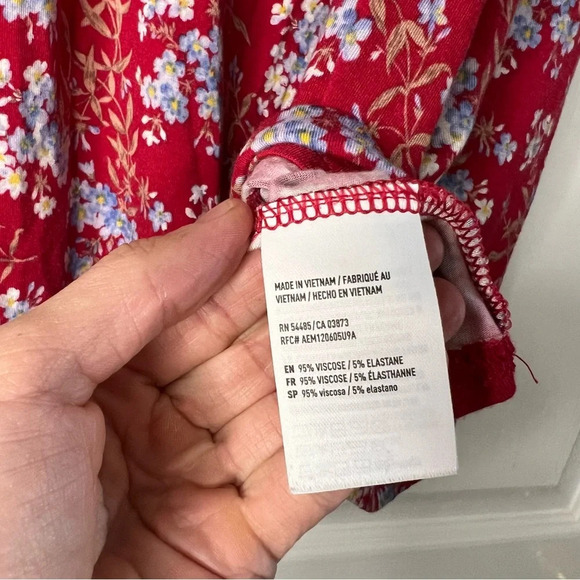 American Eagle Womens Red Floral Mini Sun Dress Size Medium - Picture 5 of 5